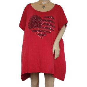 Lane Bryant Red Flag Stripes Heart Top